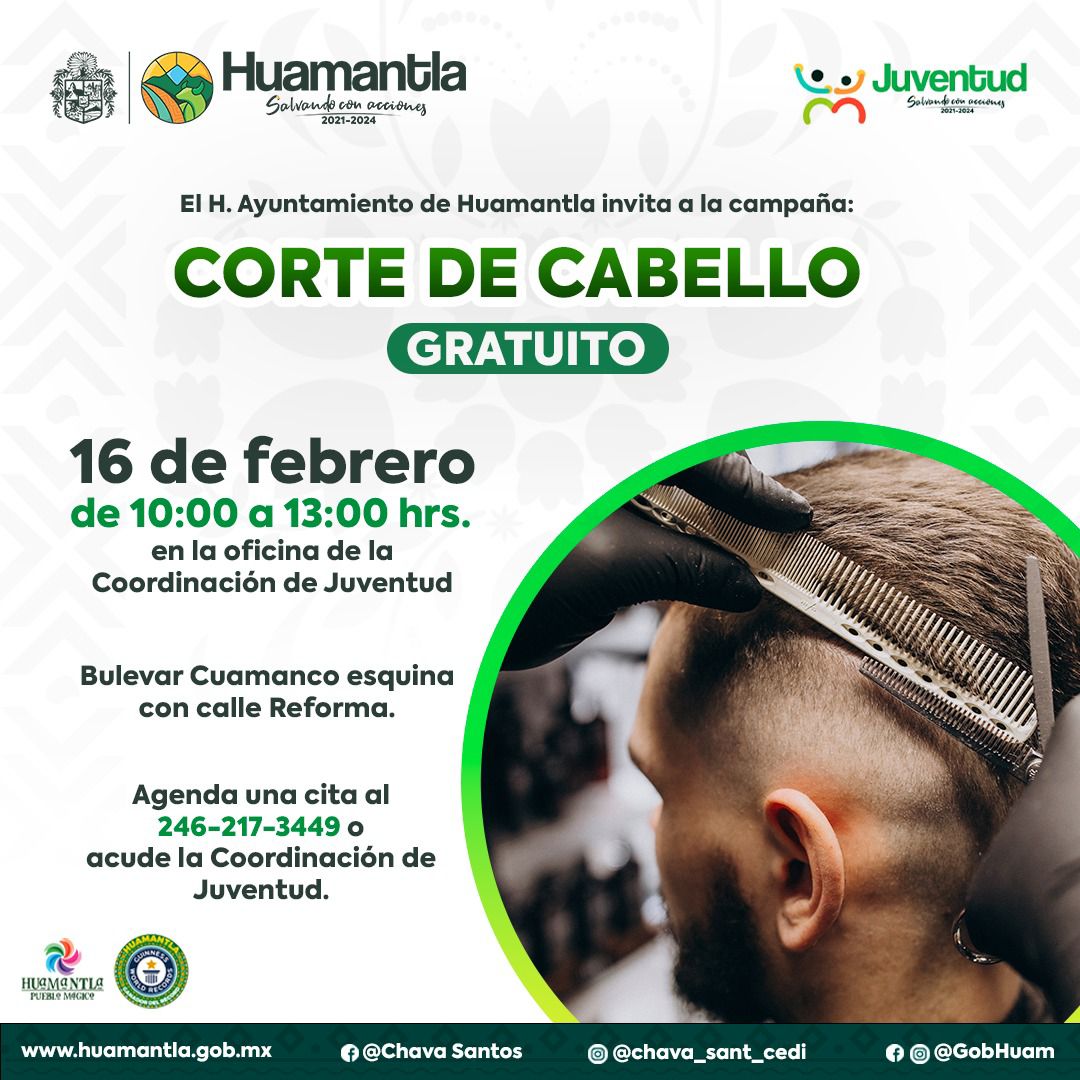 Invita Ayuntamiento de Huamantla a participar en la campaña de corte de cabello gratuito